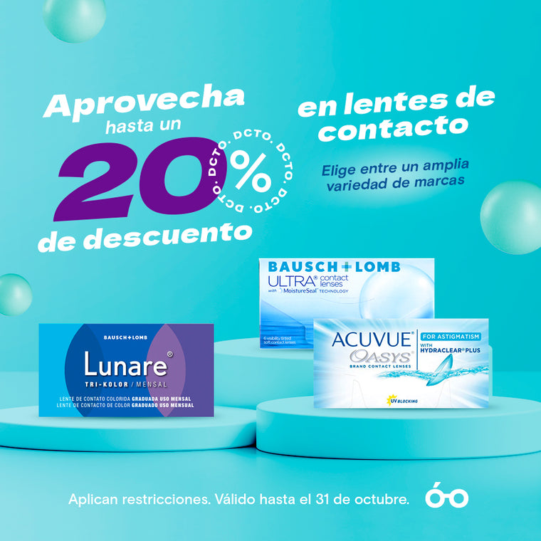 Promoción hasta un 20% de descuento en Lentes de Contacto